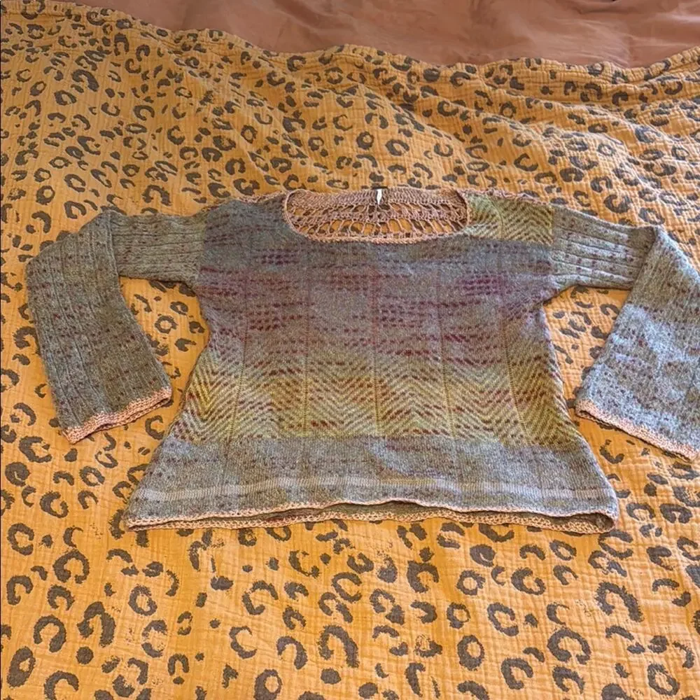 Free people morning bell crochet mohair sweater size S - Picture 5 of 10